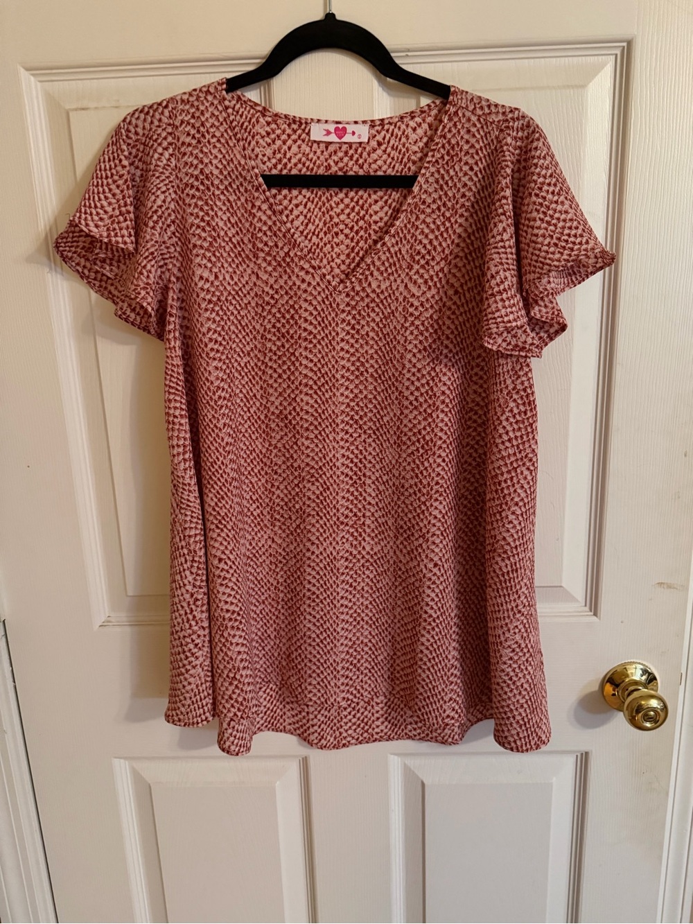Buddy Love V-Neck Flutter Sleeve Top in Dusty Rose Print - Picture 2 of 5